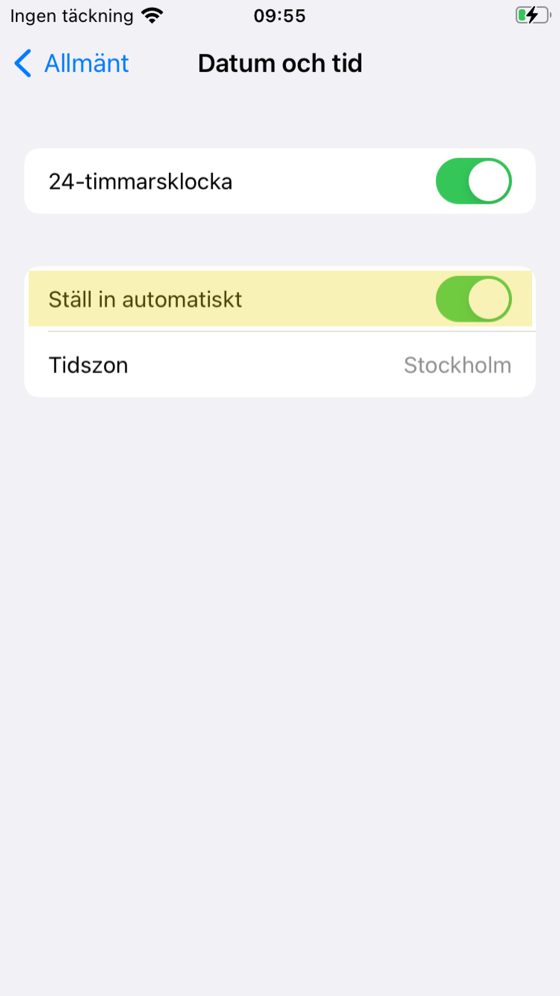 iPhone: Ställ in automatiskt datum och tid