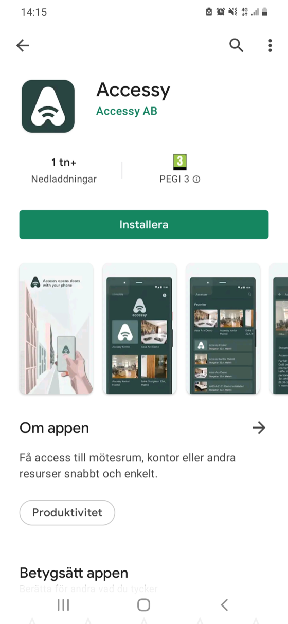 Accessy-appen i App Store och Google Play